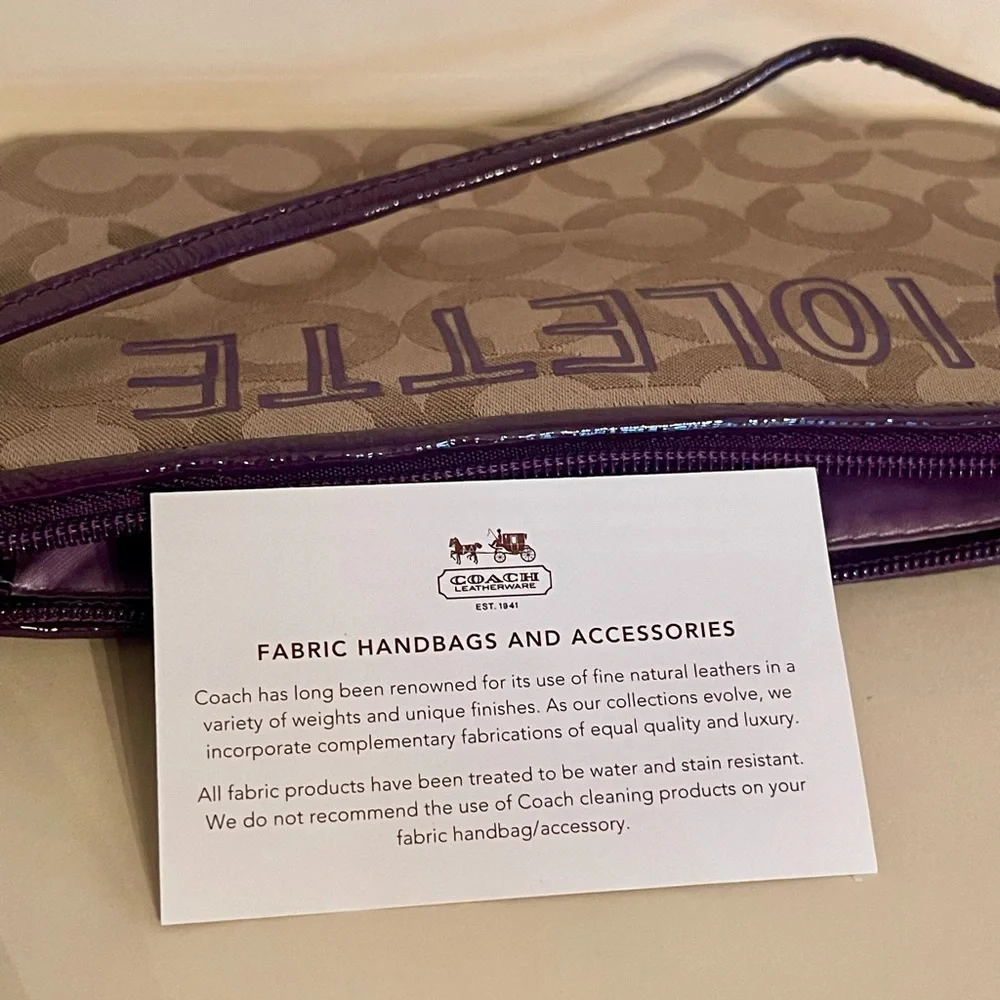 Coach Poppy Chan!! “Violette” Purple & Signature Wristlet w/beads & sequins NWT - Picture 6 of 7